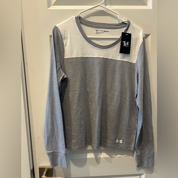 Under Armour Two-Tone Gray and White Tee - Picture 1 of 3